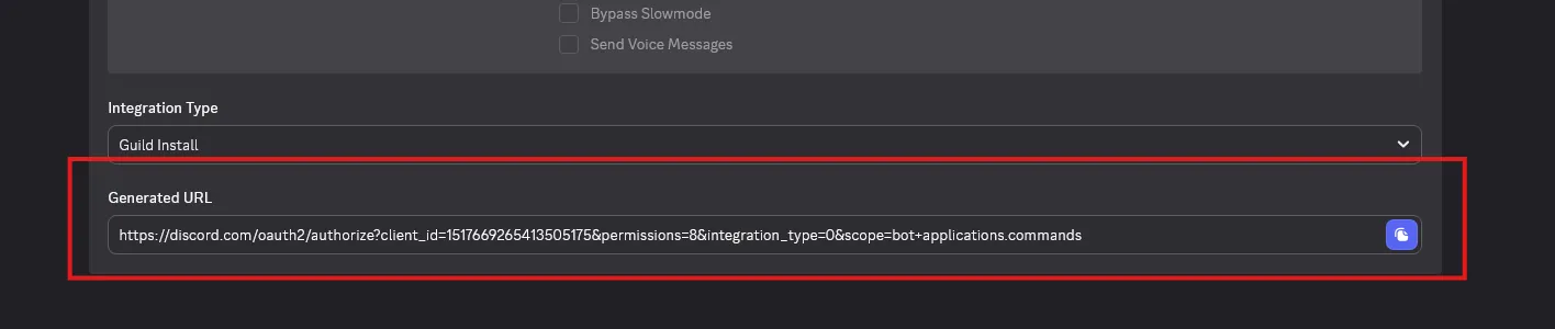 Generated URL